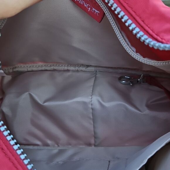 Kipling Pinkish-Red Crossbody Bag with Adjustable Strap & Monkey Keychain - Picture 4 of 8